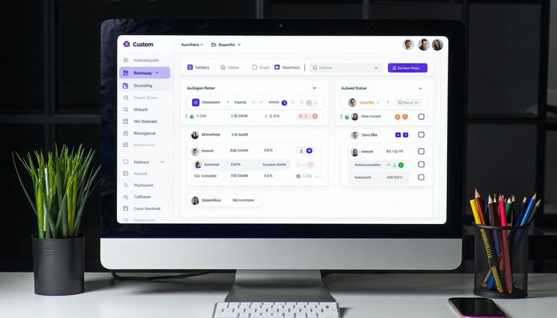 Custom business software interface on a desktop computer Custom business software interface on a desktop computer
