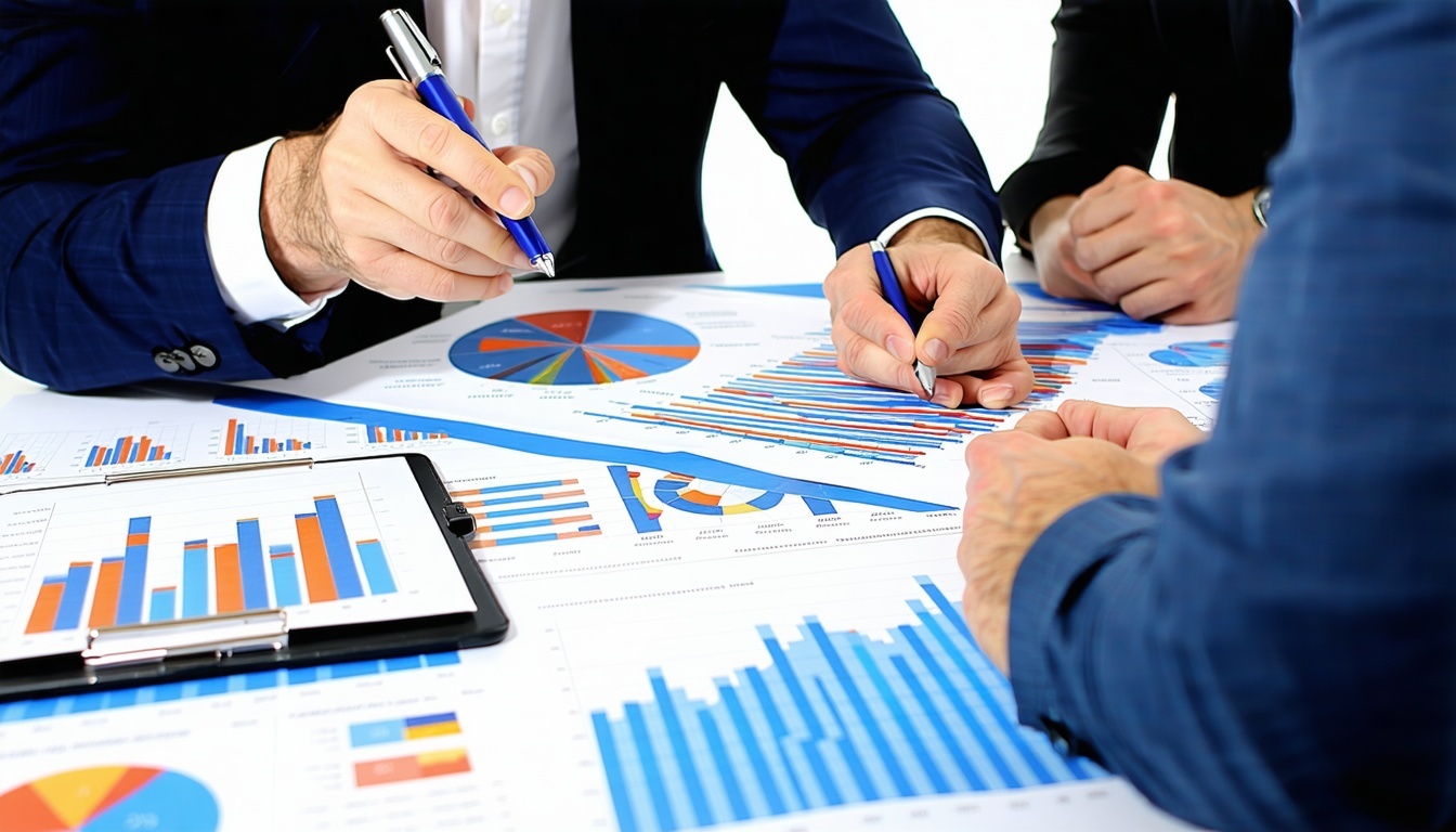 Business reporting with data, charts, and graphs